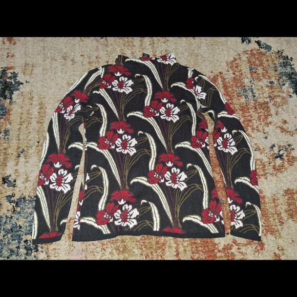 Ann Taylor Sweaters - Ann Taylor Factory Womens Long Sleeve Floral Pullover Sweater Black Size XS Cl14